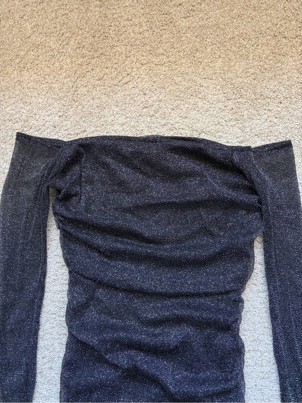 by the way. Metallic Off-Shoulder Long Sleeve Sweater - Black